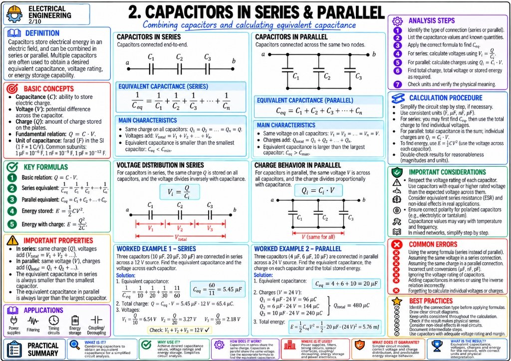 2. Capacitors in Series & Parallel